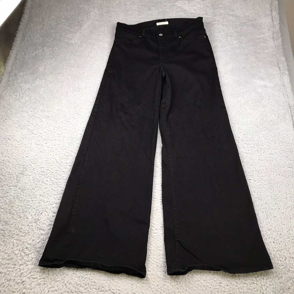 Levis 318 Shaping Wide Leg Jeans Womens 31 (32x31) Nior Black Wash Baggy Relaxed